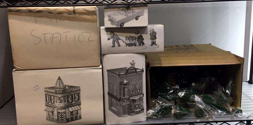 Assorted Dept. 56 Snow Village Pieces: 6 pieces, see photo