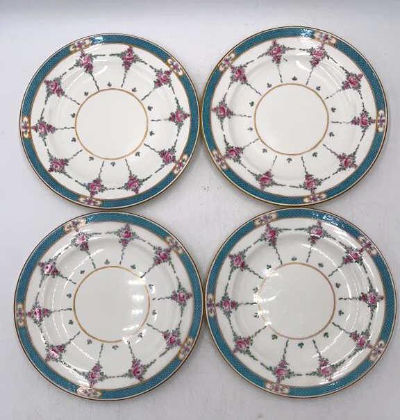 4 Minton Persian Rose Plates: Pattern B838, 7.75 inches, marked on bottom, see photo