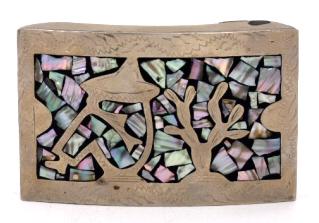 Silver Abalone Mexico Buckle: 3.25 x 2.0 inches, 51 grams, nonmagnetic