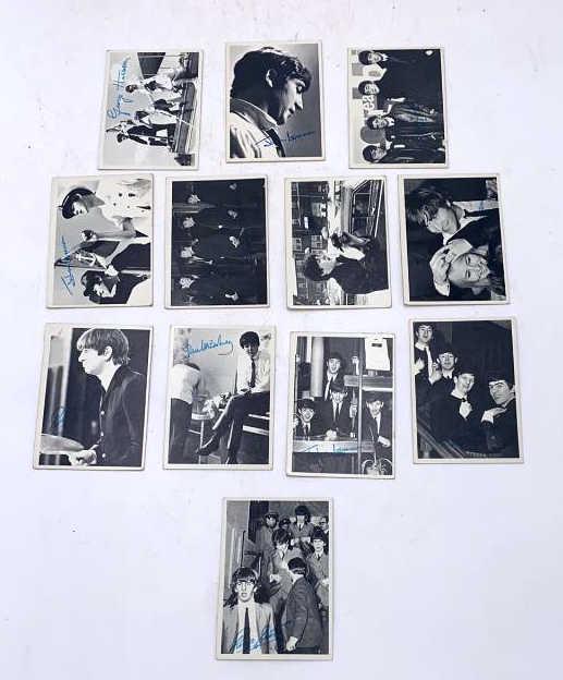 Beatles 2nd Series 12 cards: 99 red, green 61, 72, 74, 85, 87, 90, 98, 100, 110, 112, 113; see photos