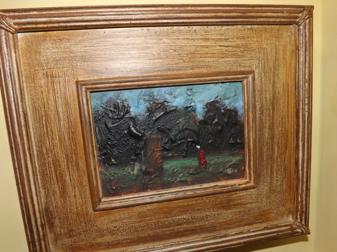Out House: Oil on board by Ted Ellis, Measuring 5" x 7"