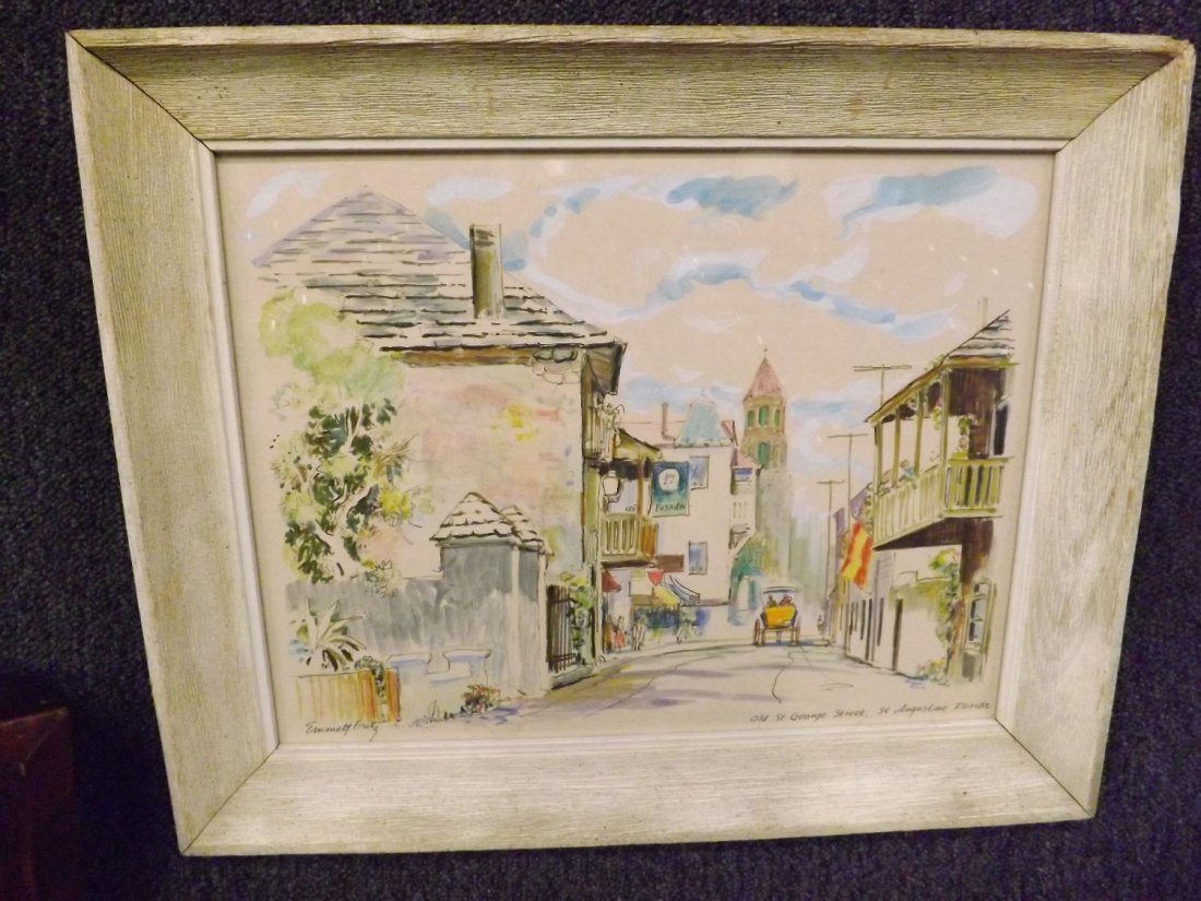 Water Color by "Emmett Fritz": Water Color by "Emmett Fritz" "Old St. George St. St. Augustine, Fl" 14" by 18"