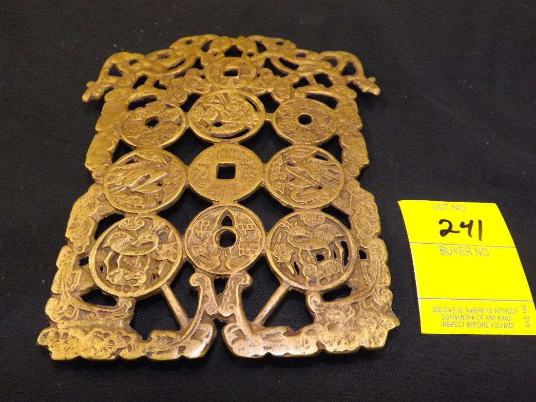Oriental Symbols Brass Trivet: Oriental Symbols Brass Trivet