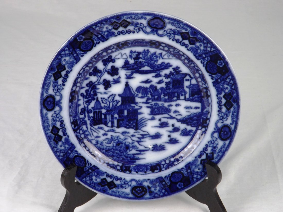 Flow Blue Plate: Flow blue plate, Ashworth India pattern, c. 1870