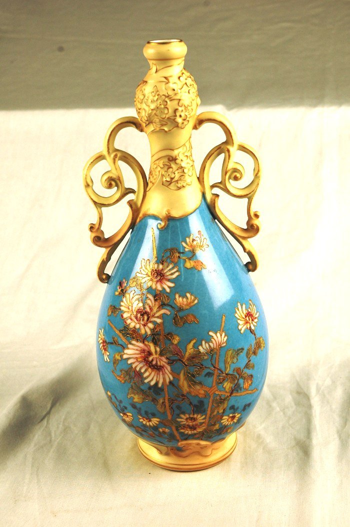 German Vase: German marked vase, RW, Rudolstadt, 12" tall
