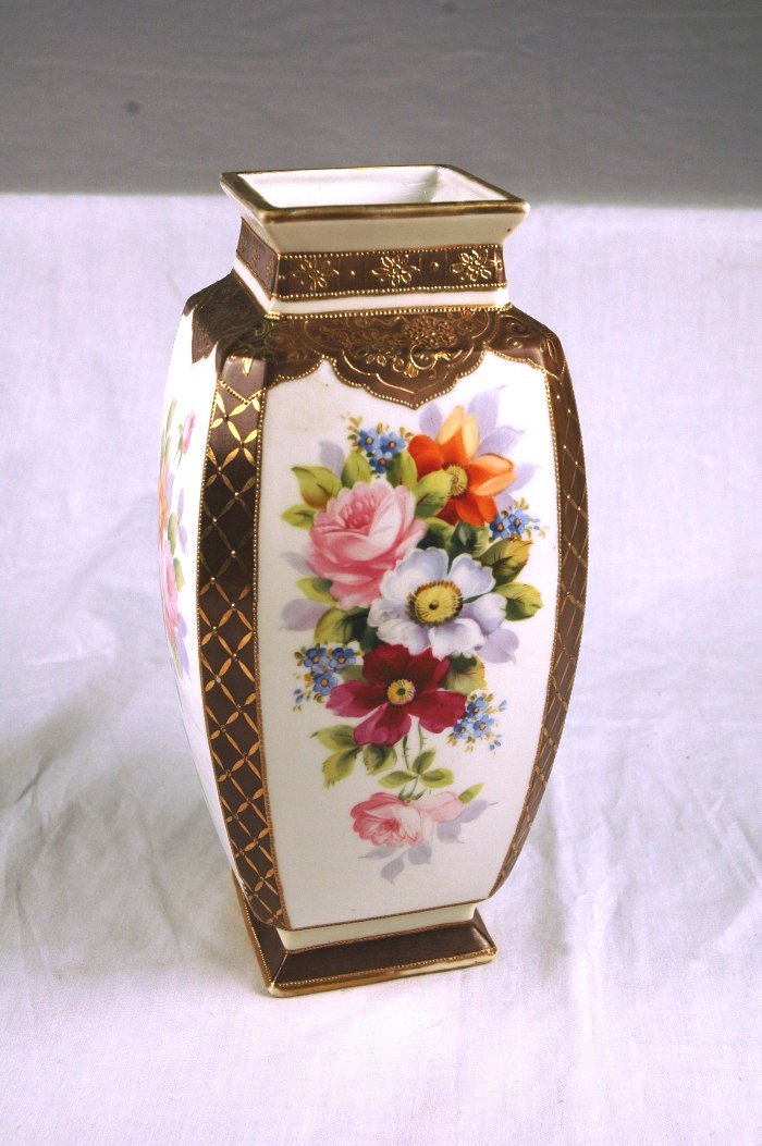 Nippon Vase: Nippon Vase, hand painted, Morimora Brothers Market, measuring 10 1/2" tall