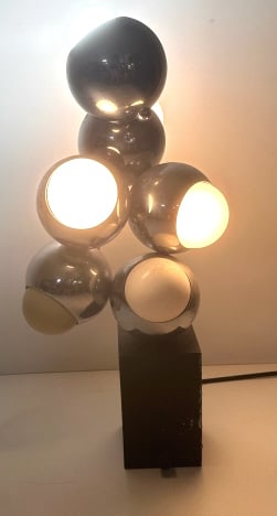 Space Age Molecule Lamp attrib Robert Sonneman: Silver, works, 23 inches, some rust, see photos
