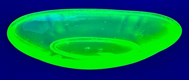 Mid-Century Oval Green Vaseline Glass Dish