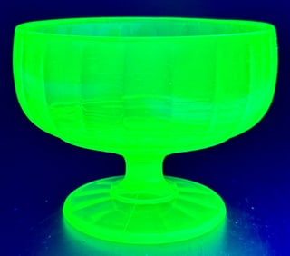 Vintage Green Vaseline Glass Dessert Bowl