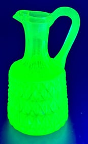 Vintage Yellow Vaseline Glass Cruet