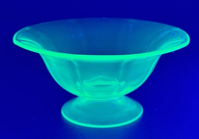 Vintage Green Vaseline Glass Compote