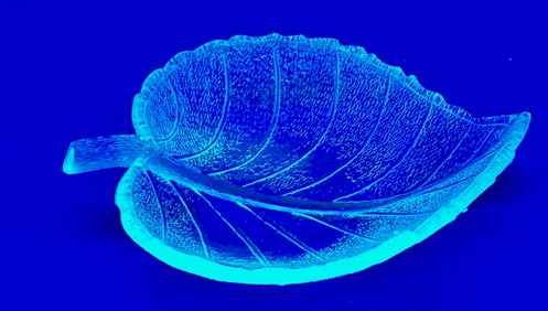 Vintage Blue Vaseline Glass Leaf Dish