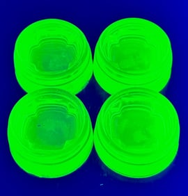 4 Vintage Green Vaseline Glass Caster Cups