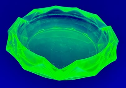 Lime Green Vaseline Glass Ashtray