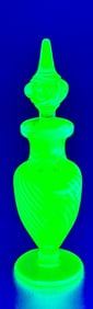 Forest Green Vaseline Glass Spiral Optic  Perfume