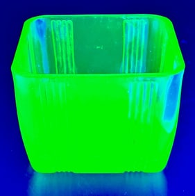 Hazel Atlas Green Vaseline Glass Square Dish