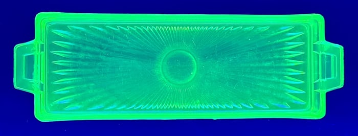 Vintage Green Vaseline Glass Butter Tray