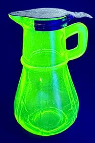 Hazel Atlas Green Vaseline Glass Syrup Dispenser