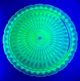 Large Green Vaseline Glass Platter