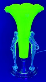 Sarsaparilla Frankart Green Vaseline Glass Lamp
