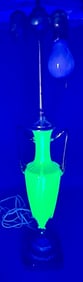 Green/Yellow Vaseline Glass Art Deco Lamp