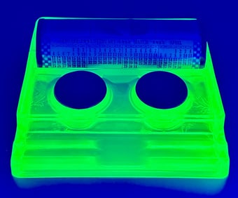 Green Vaseline Glass Desk Set