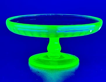 Marigold Green Vaseline Glass Compote