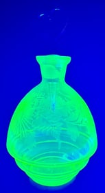 Green Vaseline Glass Decanter