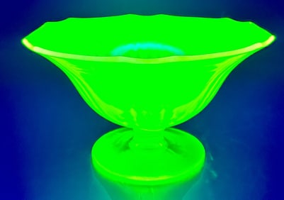 Yellow Vaseline Glass Compote