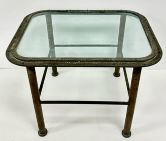 Nautical Rectangular Porthole Window Side Table