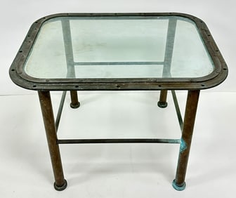 Nautical Rectangular Porthole Window Side Table