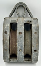 WWII Era Nautical Double Sheaves Shackle Pulley