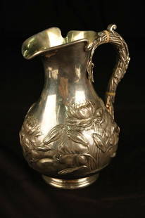 English Sterling Pitcher: Sterling pitcher made in London, appears to be from 1838-1890, possibly from the Johnstone Clan, 931 g