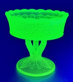 Green Vaseline Glass Compote