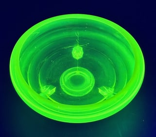 Yellow and White Vaseline Glass Three Footed Bowl