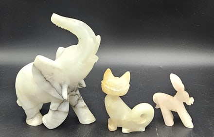 3 Semi-Precious Stone Figurines