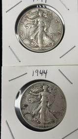 2 1944 Walking Liberty Half Dollar Coins