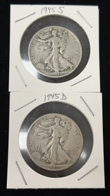 1945-S & 1945-D Walking Liberty Half Dollar Coins