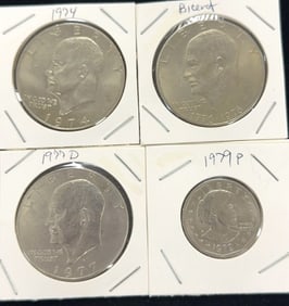 3 Ike Dollars and 1979 SBA Dollar Coins