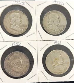 4 Franklin Half Dollar Coins