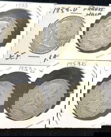 1953 and 3 1953-D Franklin Half Dollar Coins