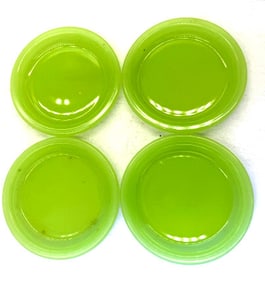 Four Vaseline Glass Coasters