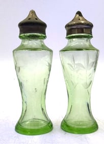 Green Depression Glass Sale & Pepper Shakers