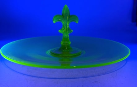 Historian Yellow Vaseline Glass Sandwich Tray