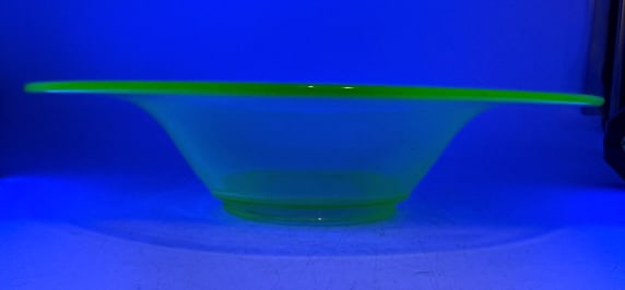 Large Green Vaseline Glass Bowel