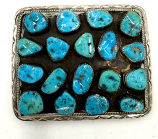Square Turquoise Belt Buckle