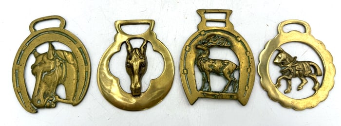 Four Horse Brass Bridle Medallions