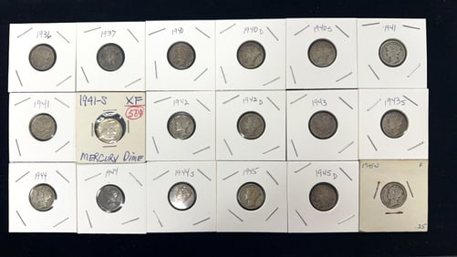18 Mercury Dimes