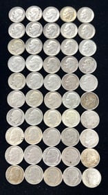 50 90% Silver Roosevelt Dime Coins
