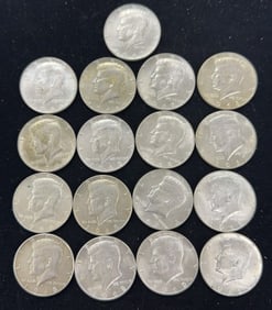 17 40% Silver Kennedy Half Dollar Coins